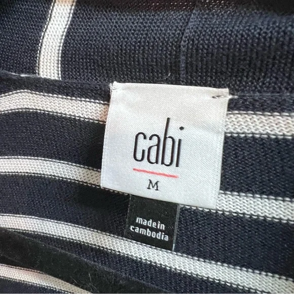 CABI Navy and White Nautical Stripe Long Ling Cardigan, M - Picture 9 of 9
